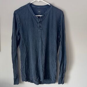 2 Gap long-sleeve blue henleys, Medium